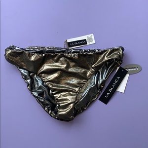 La Blanca Reversible Metallic Bikini Bottom Size 8